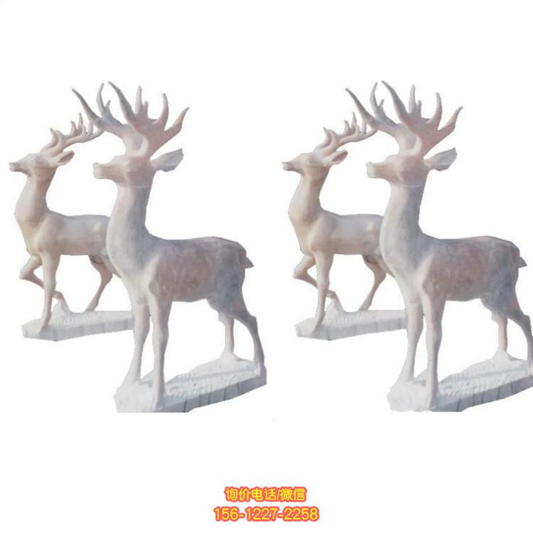 大理石石雕梅花鹿雕塑，點(diǎn)綴公園美景