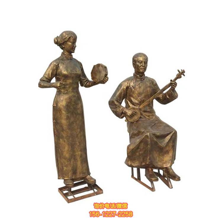 玻璃鋼彈唱人物雕塑，為城市街道注入活力