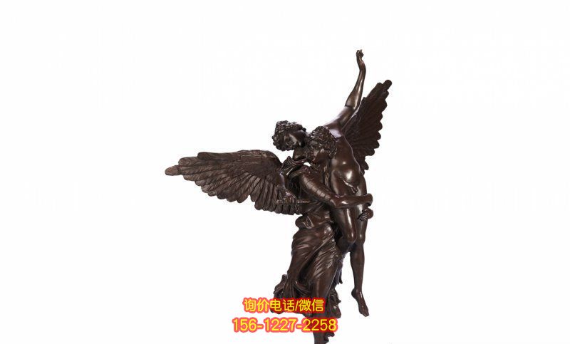 天使雕塑-商業廣場天使玻璃鋼仿銅人物雕塑