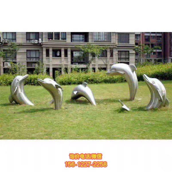 小區(qū)園林?jǐn)[放大型不銹鋼海豚動(dòng)物模型雕塑
