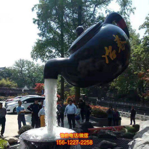 景區戶外大型玻璃鋼大型仿真流水壺雕塑