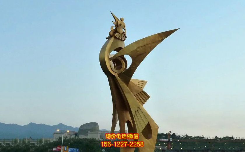 公園景區不銹鋼噴漆烤漆鳳凰雕塑 公園景區不銹鋼噴漆烤漆鳳凰雕塑