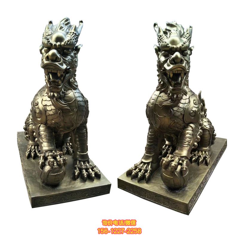 戶外園林景區不銹鋼麒麟雕塑