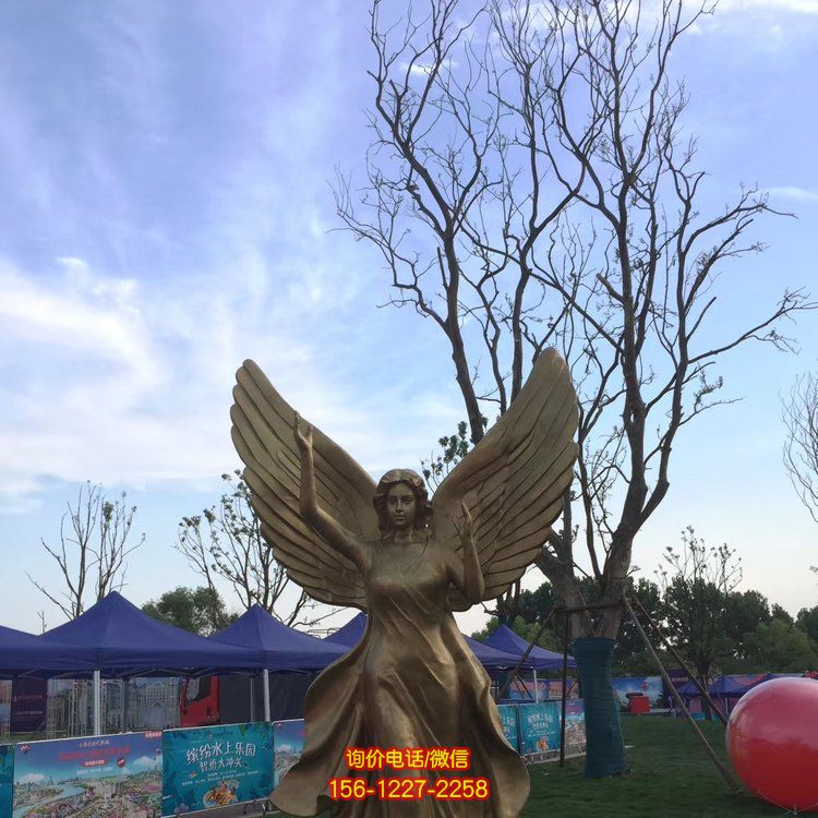 小區擺放玻璃鋼仿銅西方天使人物雕像