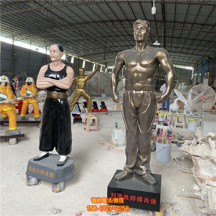 玻璃鋼人物塑像，仿銅人物和彩繪人物