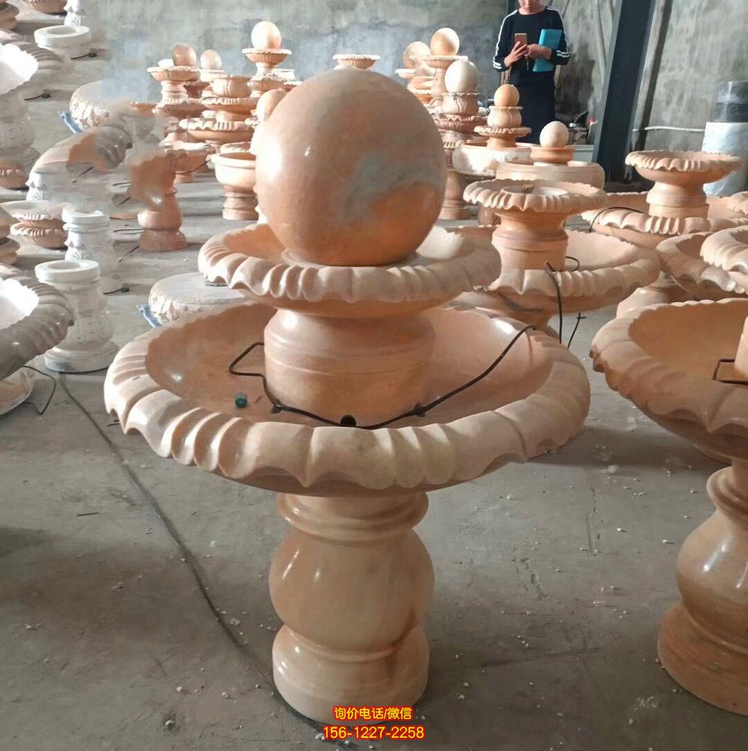 飯店室內風水球晚霞紅石雕 飯店室內風水球晚霞紅石雕