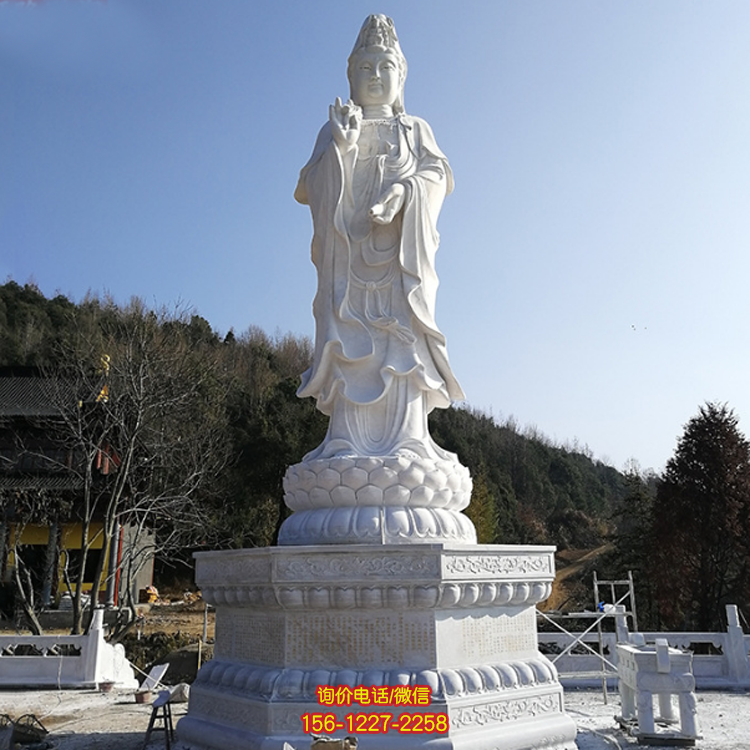 觀音佛像，漢白玉滴水觀音石雕石像