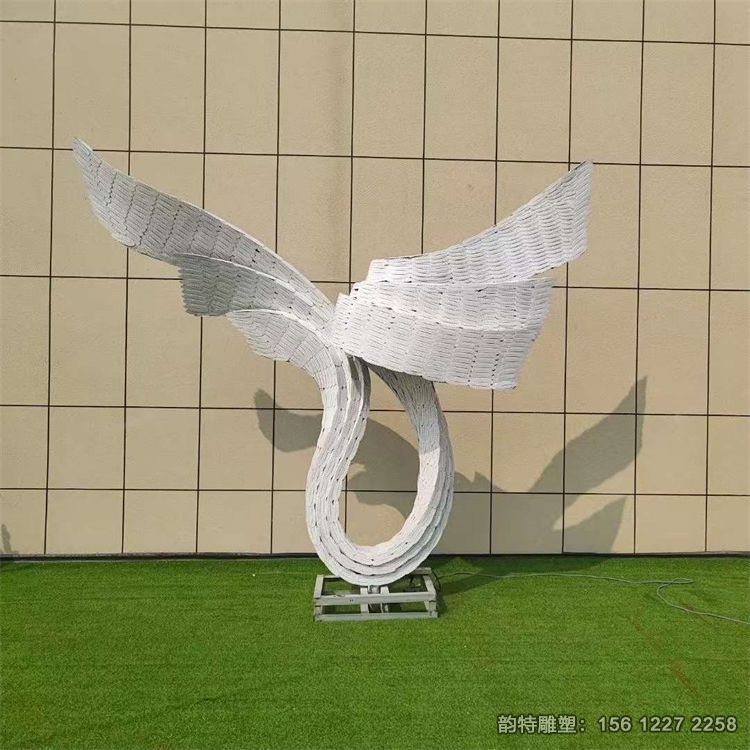不銹鋼異形翅膀雕塑，不銹鋼鏡面抽象翅膀雕塑