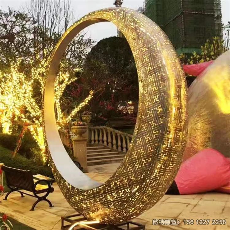 不銹鋼月亮圓環雕塑32