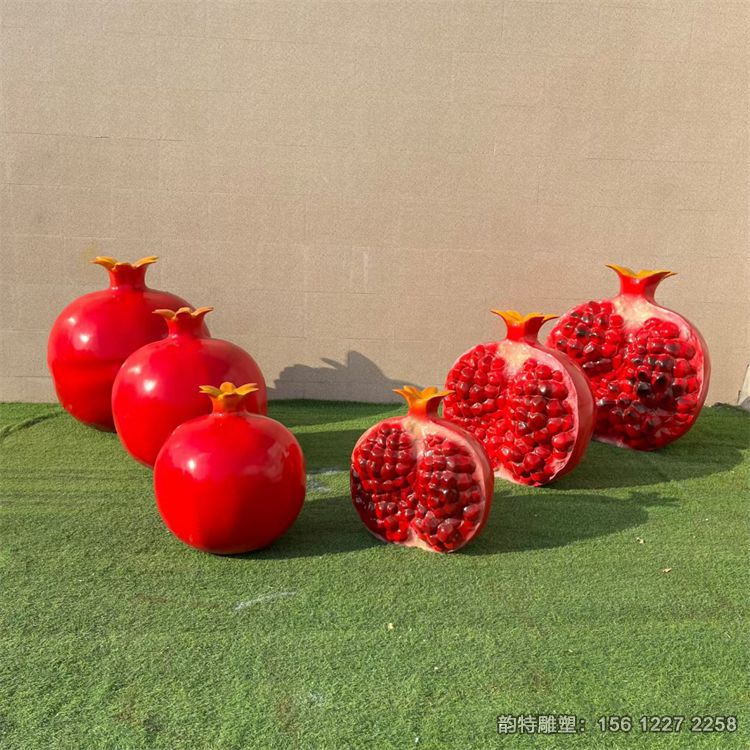 玻璃鋼石榴雕塑廠家，定做紅色石榴籽雕塑
