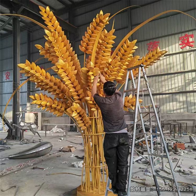 抽象不銹鋼麥穗雕塑，農(nóng)產(chǎn)品雕塑圖片大全