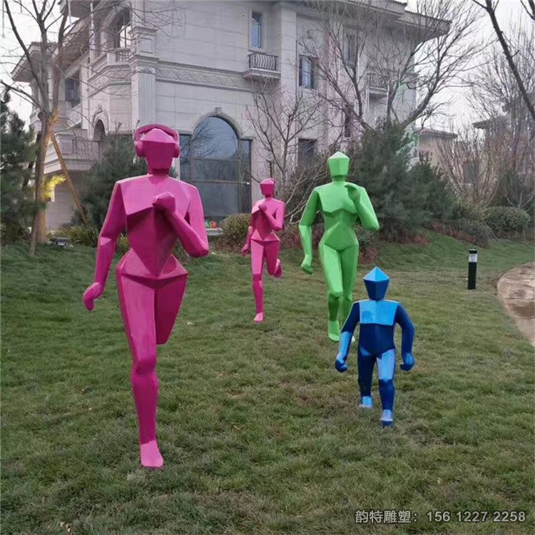 不銹鋼跑步人物雕塑，抽象剪影運動人物雕塑設計