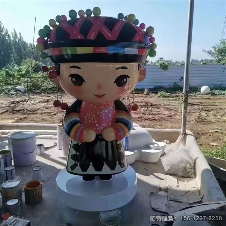 卡通少數民族人物雕塑 玻璃鋼人物制作廠家